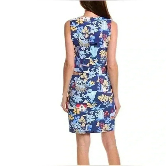 J.McLaughlin Sophia Print Knit Crew Neck Sleeveless Sheath Dress Size L - Picture 2 of 13